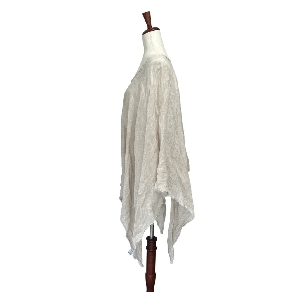 Crown Linen Designs Shawl Asymmetric 100% Linen Oatmeal Beige Natural